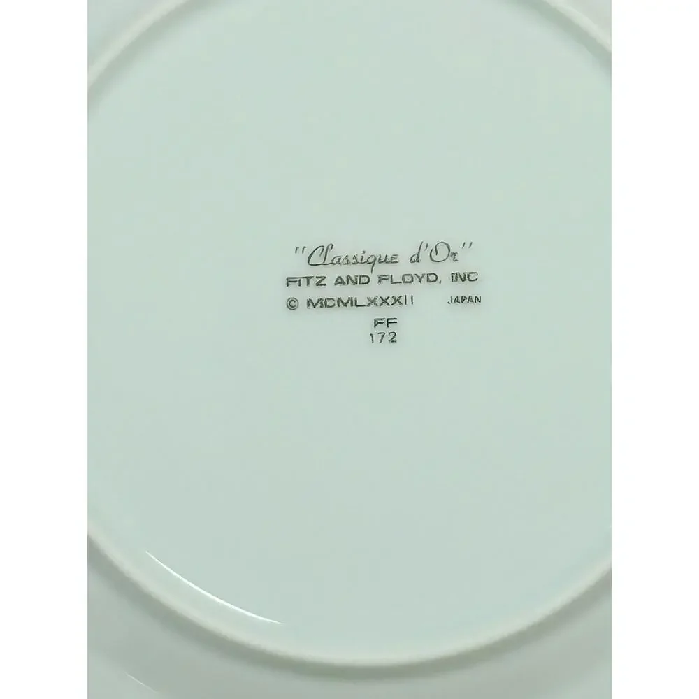 Vintage Fitz And Floyd Classique d’Or Salad Plates ~ Set of 4